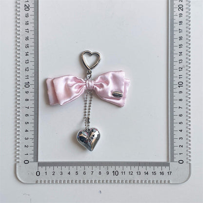 Elegant Stain Bow Knot Heart Chain Bag Charm