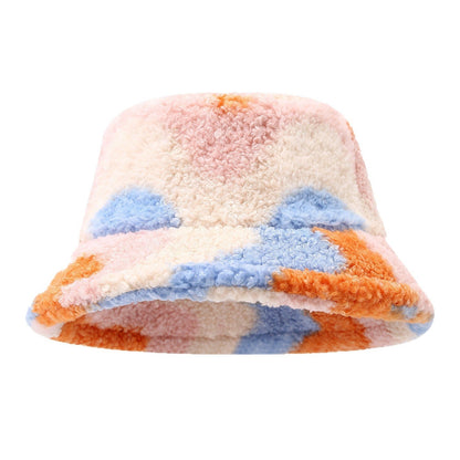 Cute Color Contrast Faux Sherpa Bucket Hat