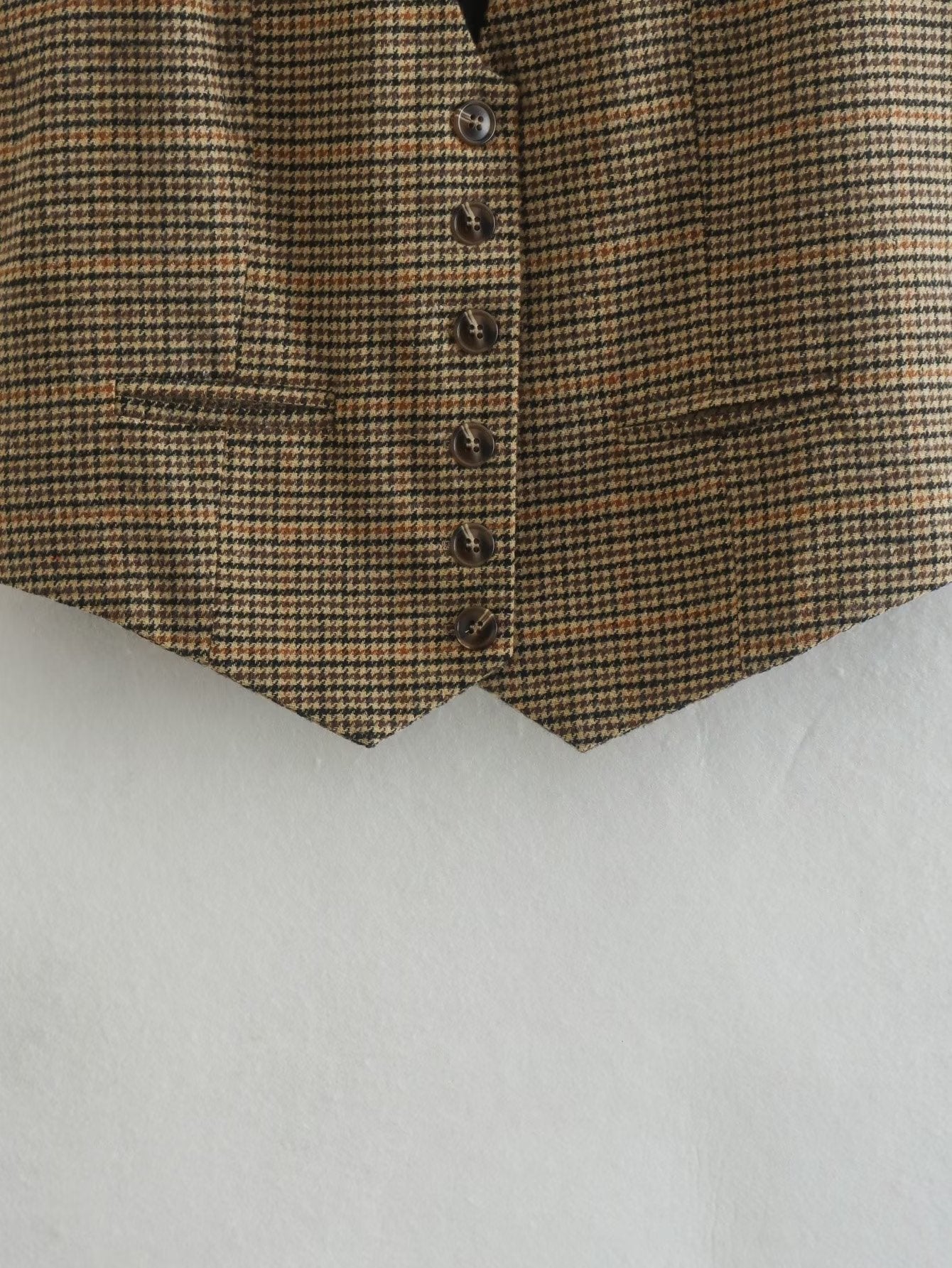 Vintage Plaid V-Neck Sleeveless Vest