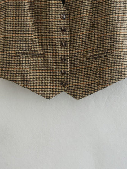 Vintage Plaid V-Neck Sleeveless Vest