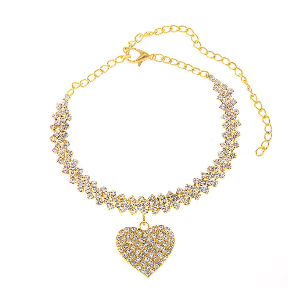 Love Pendant Rhinestone Simple Chain