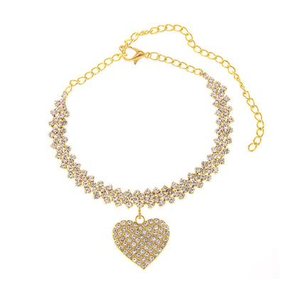 Love Pendant Rhinestone Simple Chain