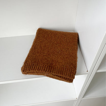 Soft Wool Solid Color Ribbed Winter Scarf