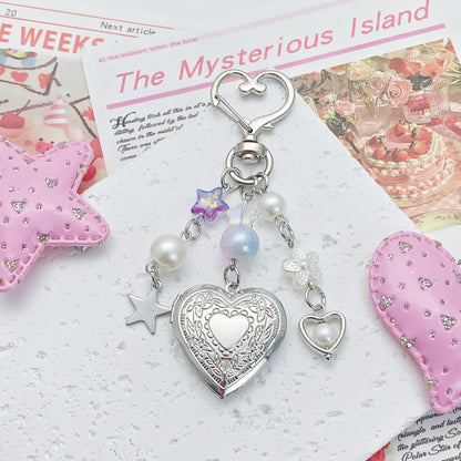 Metal Love Beads Keychain Bag Charms