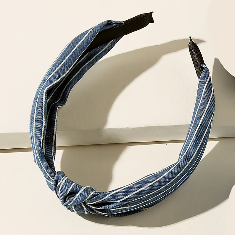 Vintage Demin Stripe Knot Headband