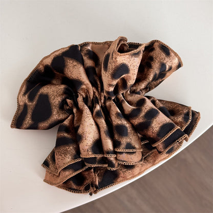 Vintage Leopard Print Satin Elastic Hair Scrunchies