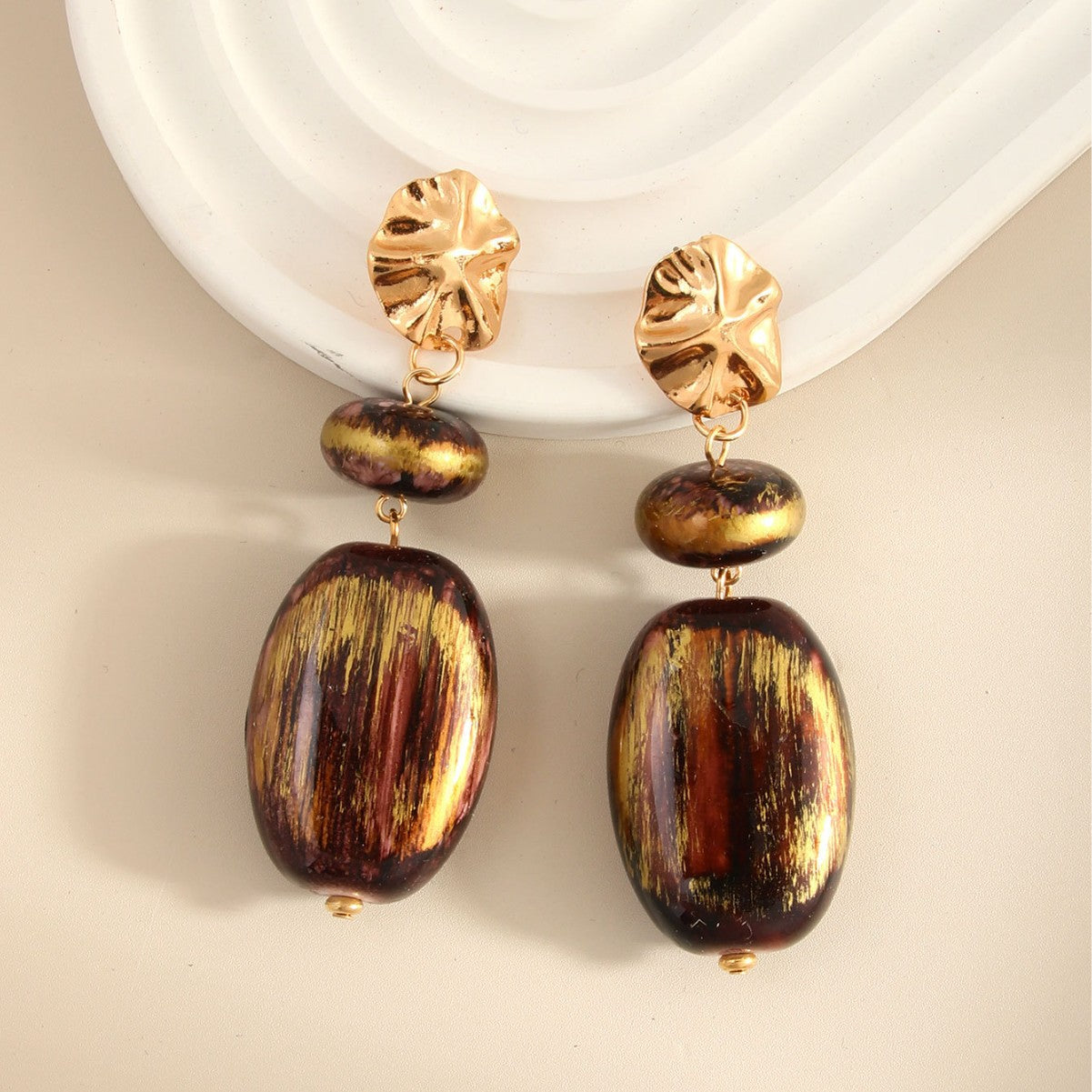 Trendy Multilayer Irregular Resin Stud Earrings