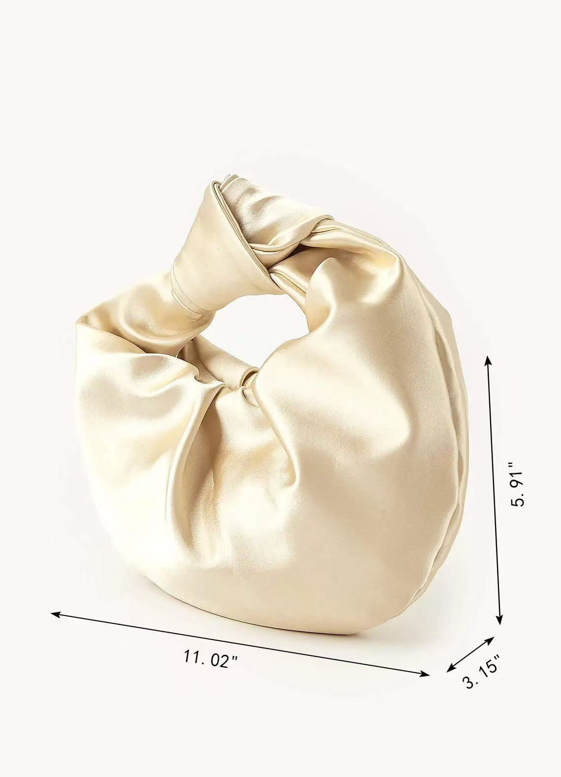 Ruched Satin Knot Handle Evening Handbag