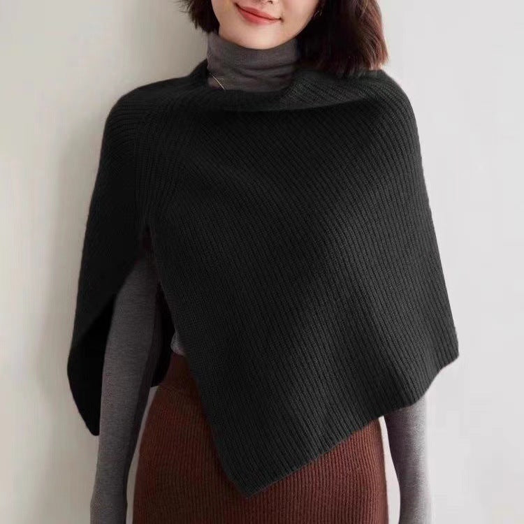 Side Split Solid Color Knitted Shawl Scarf