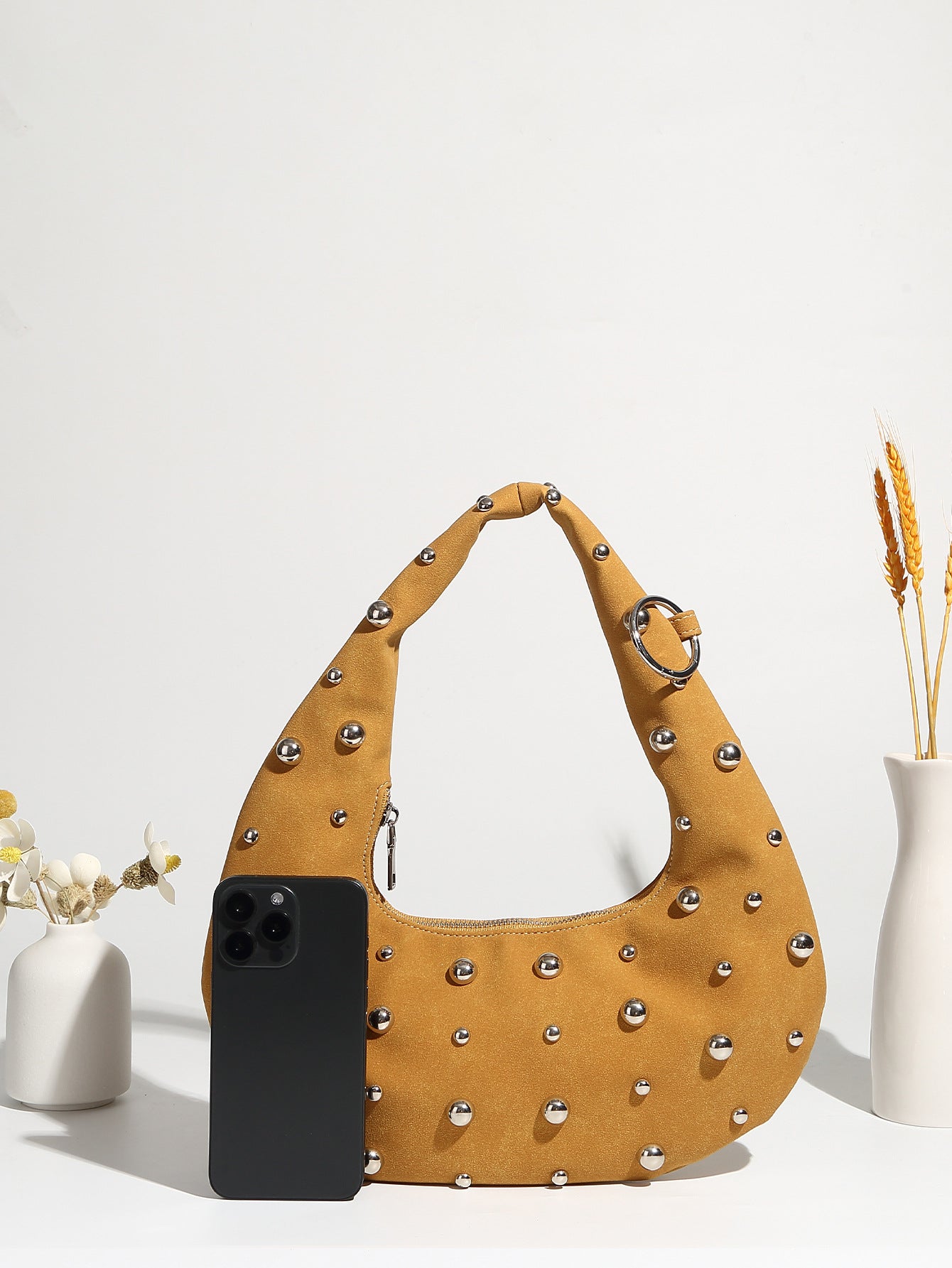Chunky Rivet Punk Style Trendy Handbag