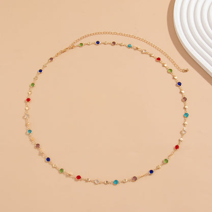 Boho Colorful Rhinestone Crystal Waist Chain