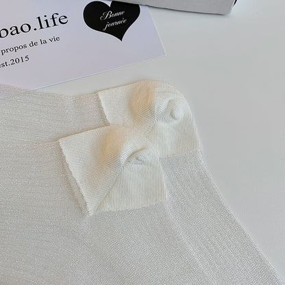 Solid Color Sheer Glass Silk Lace Socks