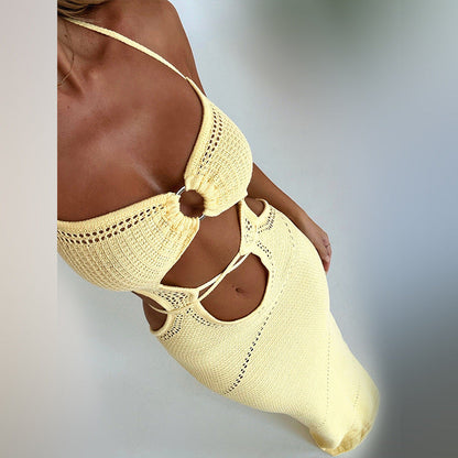 Sexy Hollow Out Knit Slim Swim Cover Up