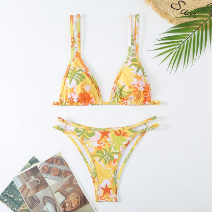 Flower Print Spaghetti Sexy Swimwear