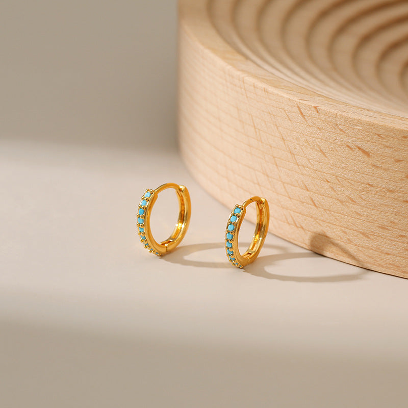 Simple Turquoise Vintage Hoop Earrings