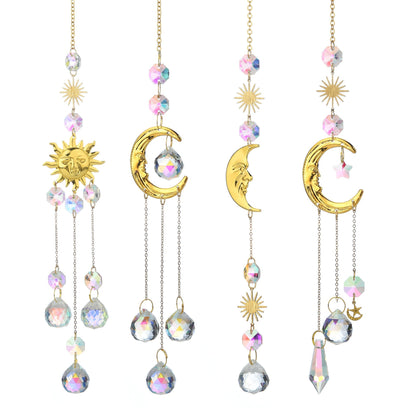 Metal Sun Moon Crystal Home Hangings