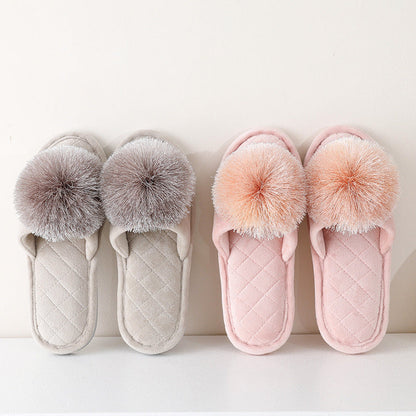 Cute Tassel Pom-Pom Plush Home Slippers