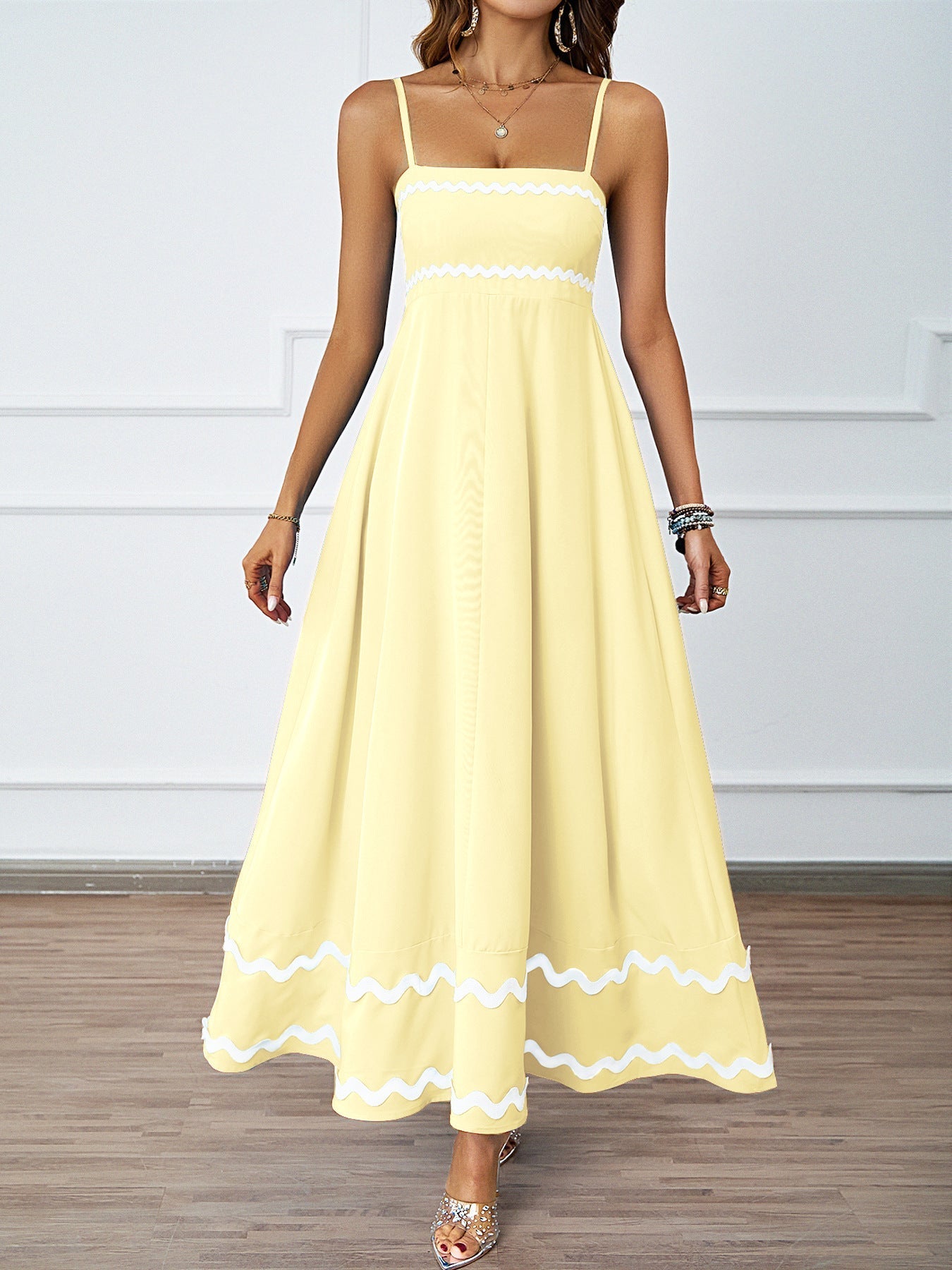 Ruffle Sleeveless Spaghetti Maxi Dress