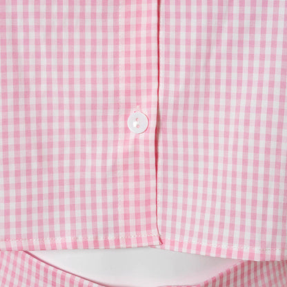 Elegant Lapel Collar Plaid Shirt Shorts Sets