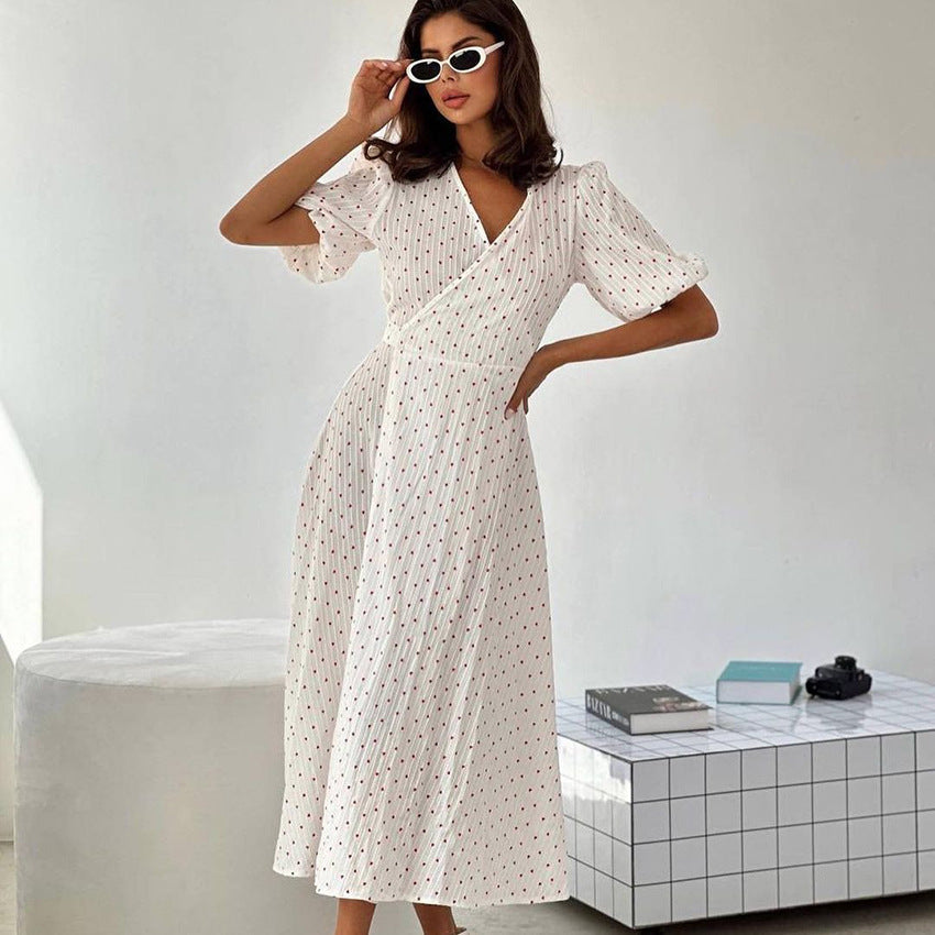 Bubble Sleeve Waist Tie Homewear Dress