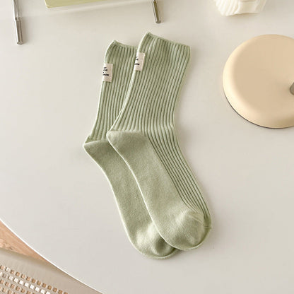 Solid Color Ribbing Cotton Slouch Socks