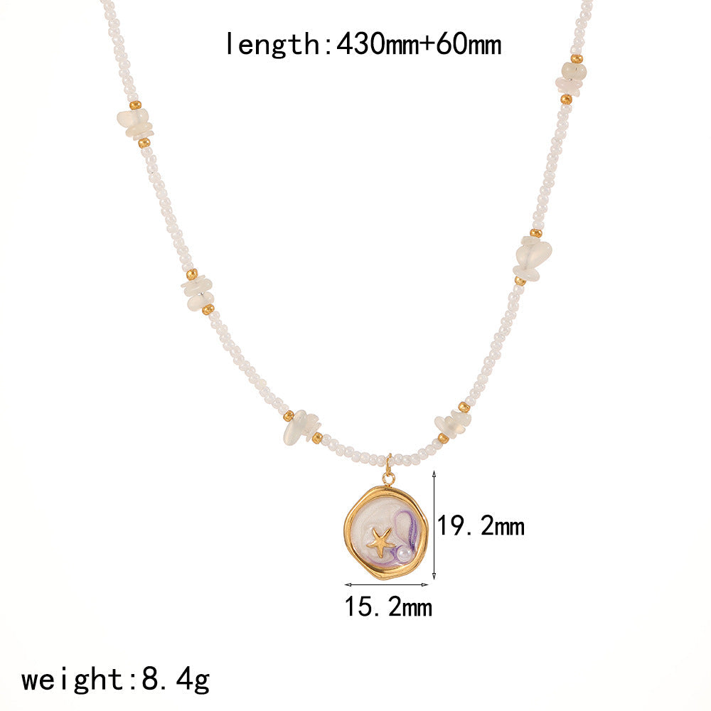 Elegant Enamel Gold Plated Pendant Necklace
