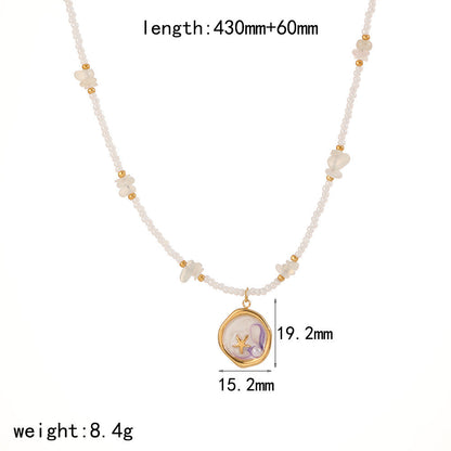 Elegant Enamel Gold Plated Pendant Necklace