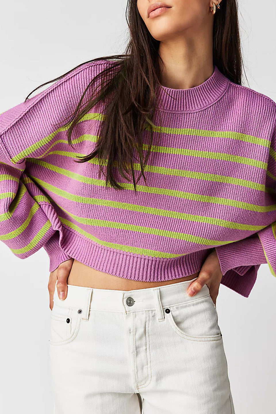 Solid Color Round Neck Simple Sweater