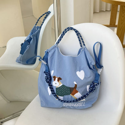 Plush Dog Embroidered Largr Capacity Shopping Bga