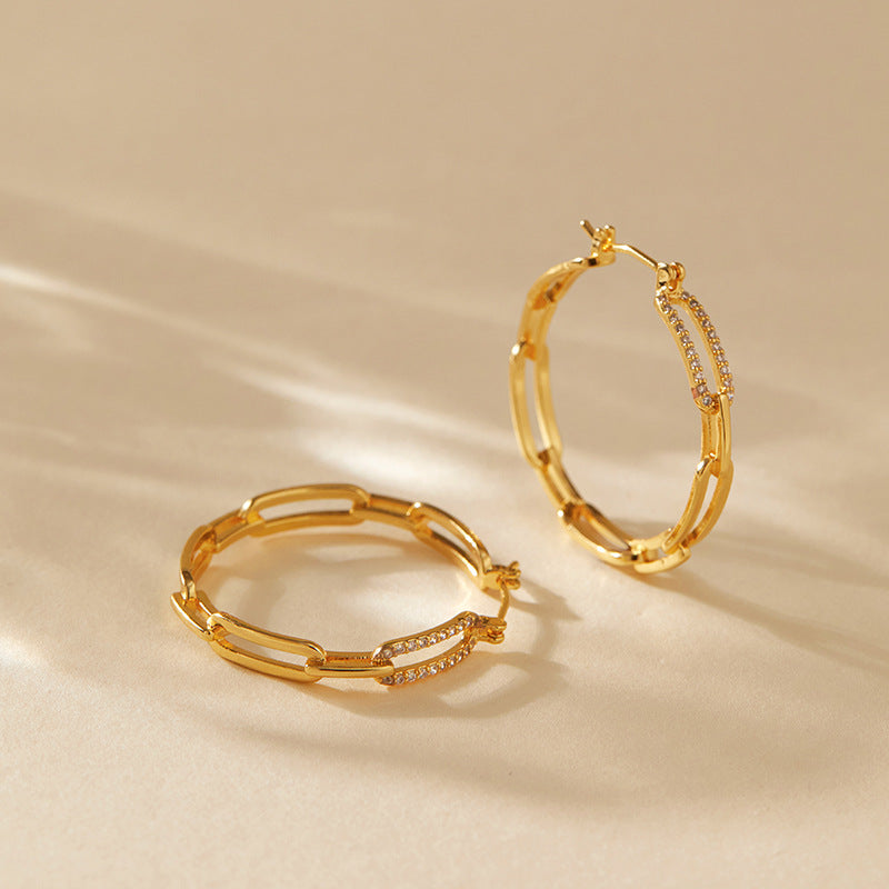 Large Vintage Plain Gold Hoop Earrings