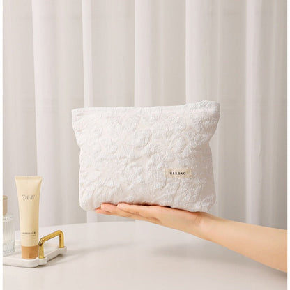 Floral Jacquard Portable Cosmetic Bag