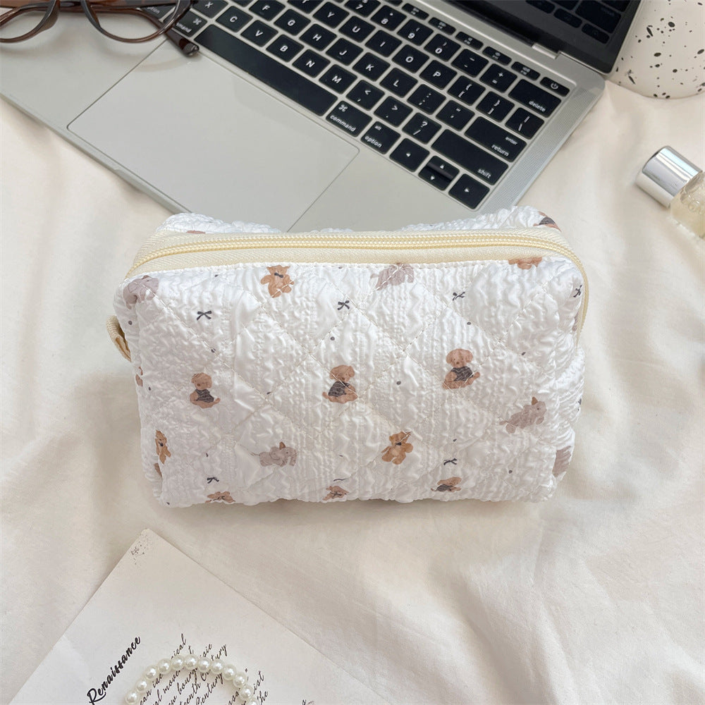 Cute Cartoon Print Flower Print Make Up Bag