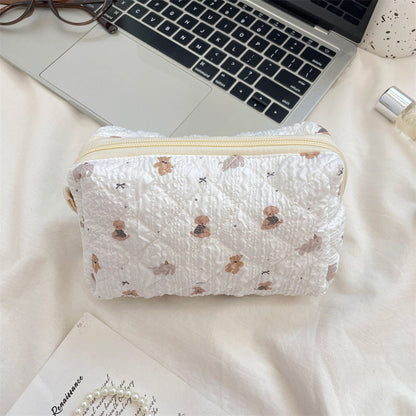 Cute Cartoon Print Flower Print Make Up Bag