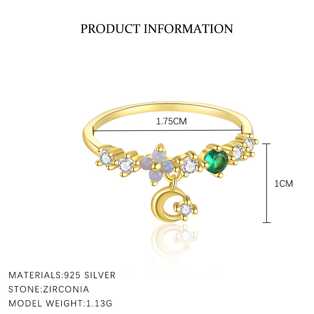 Colorful Zircon Sweet Flower Single Rings