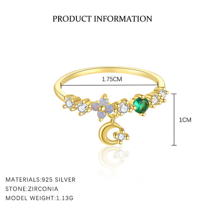 Colorful Zircon Sweet Flower Single Rings