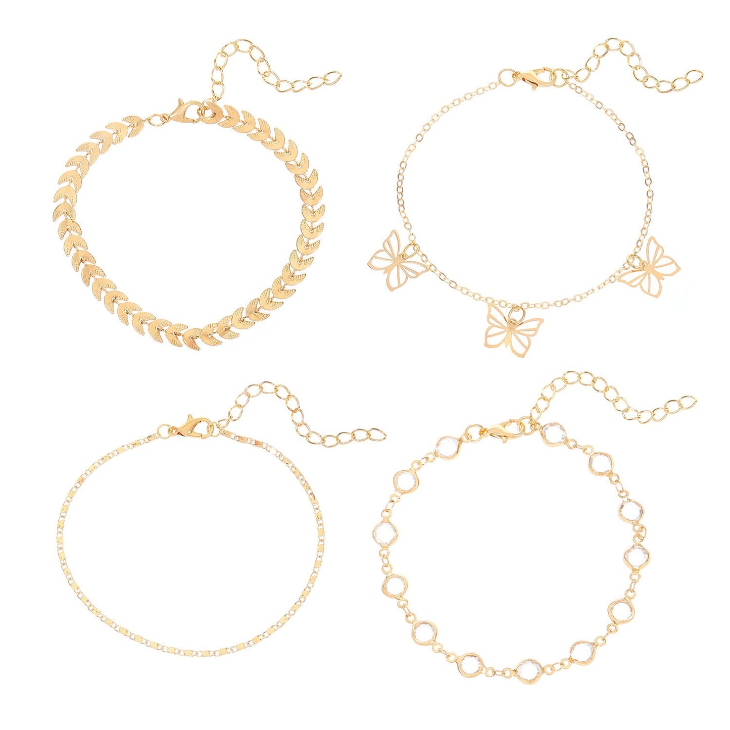 Hellow Out Butterfly Rhinestones Anklet