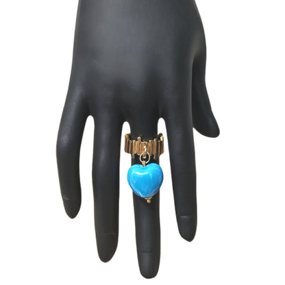 Trendy Candy Colored Ceramic Heart Ring