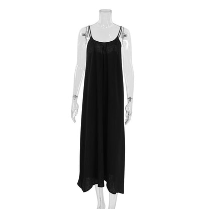 String Shoulder Split  Sleepwear Dress