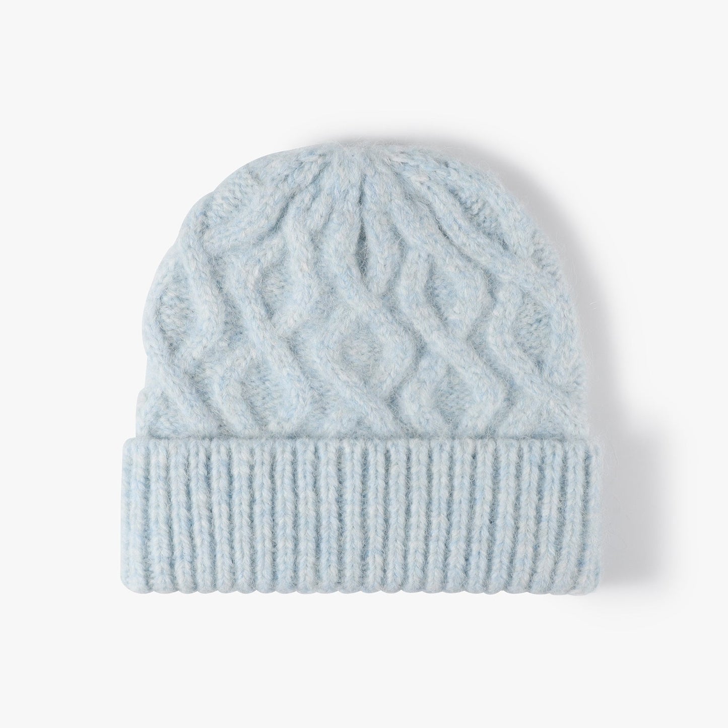 Twist Jacquard Knit Hat Solid Color Beanie