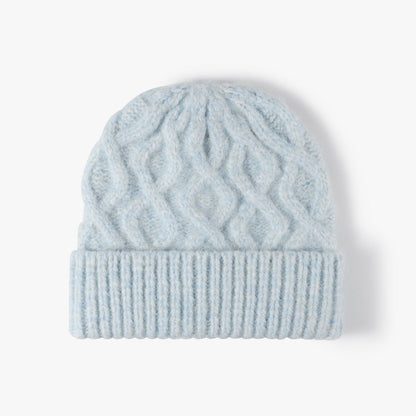 Twist Jacquard Knit Hat Solid Color Beanie
