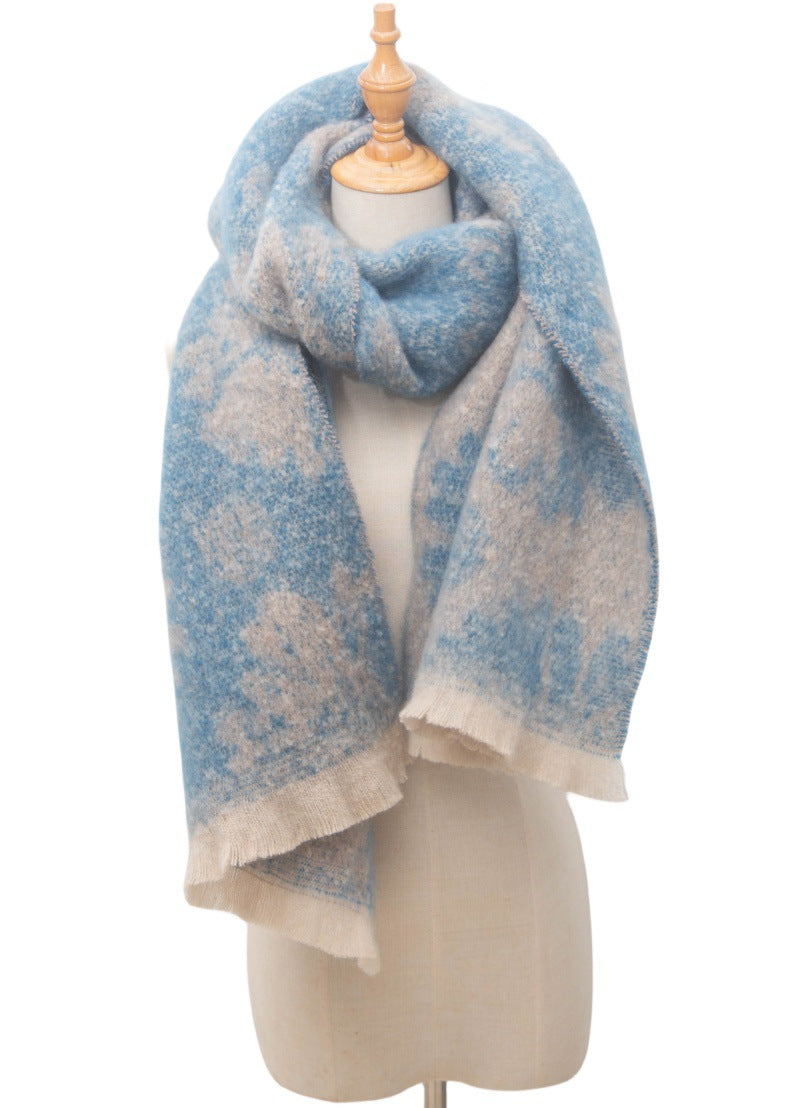 Floral Print Contrast Color Scarves