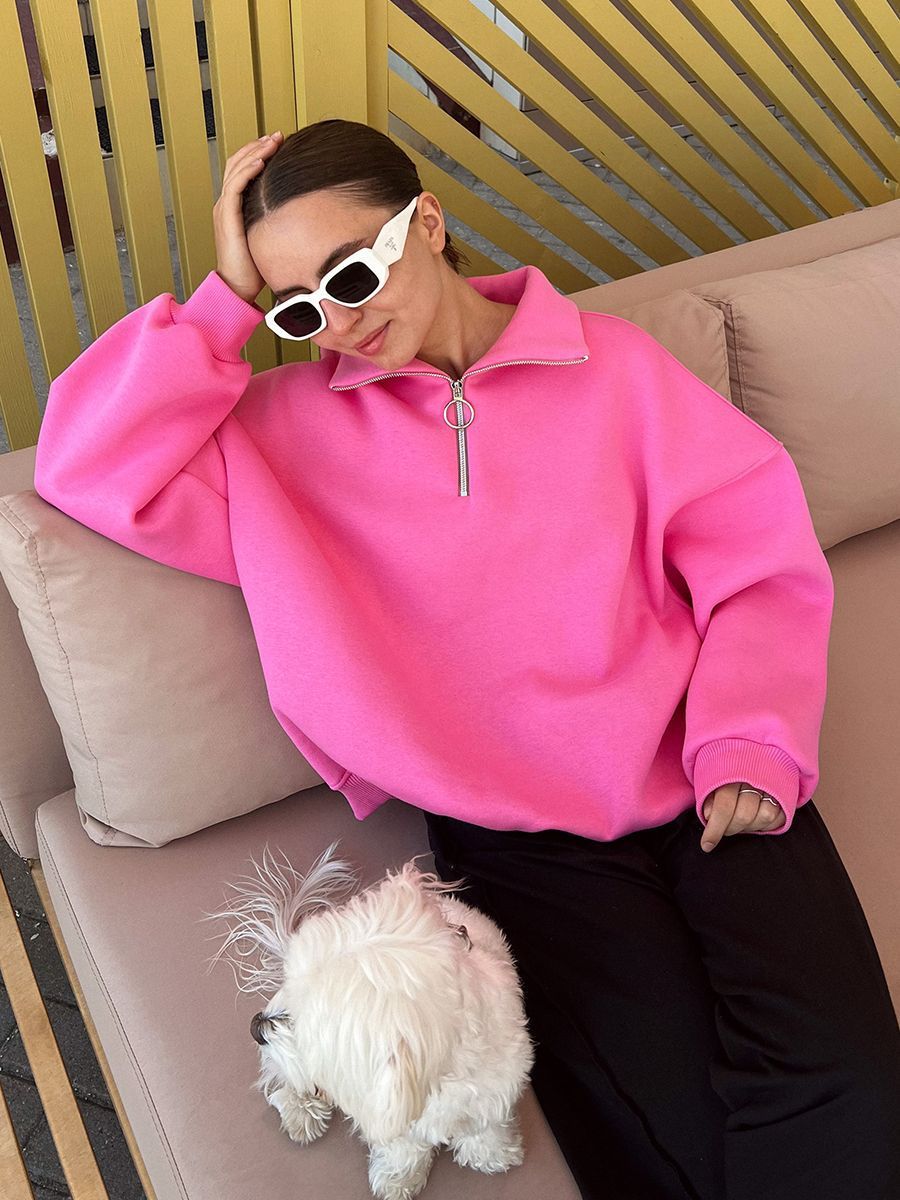 Loose Lapel Zipper Hoodie