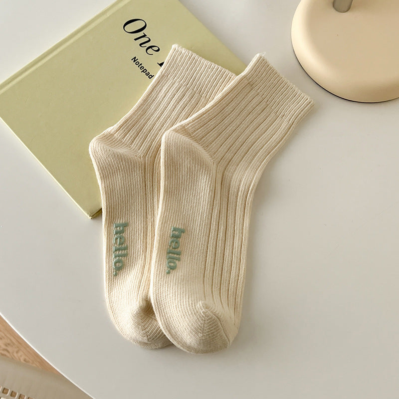 Candy Color Simple Letter Soft Socks