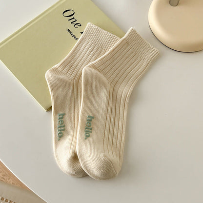 Candy Color Simple Letter Soft Socks