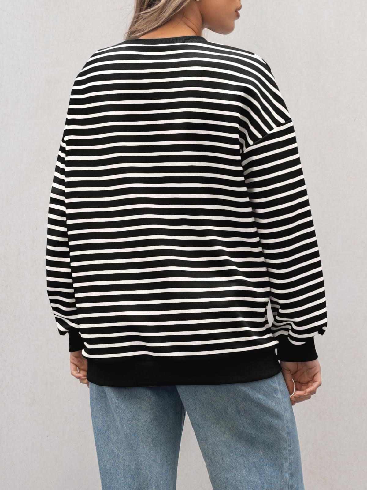 Striped Loose Color Block Casual Sweatshirt