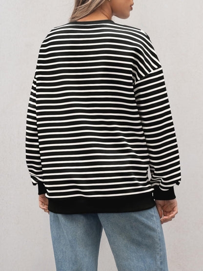 Striped Loose Color Block Casual Sweatshirt