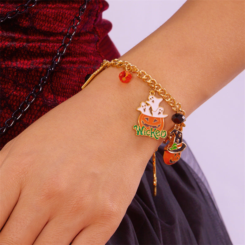 Cute Pumpkin Ghost Halloween Charm Bracelet