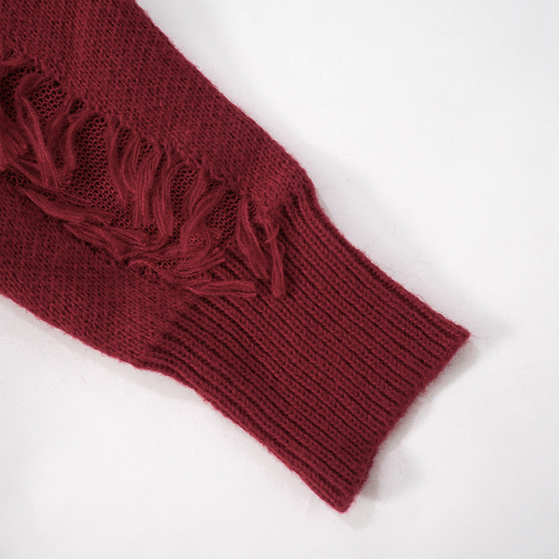 Vintage Loose Tassel Patchwork Pullover Sweater