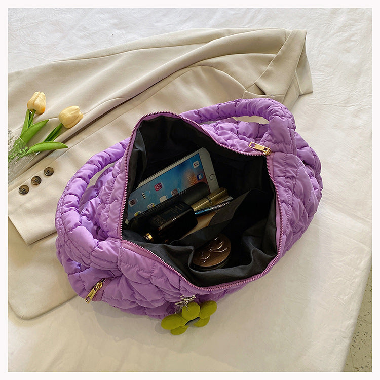 Solid Color Cloud Bag Puffer Shoulder Tote Bag