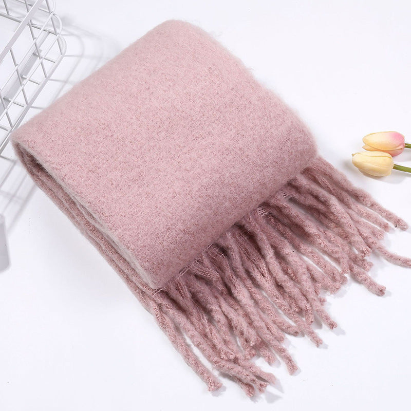 2+ Solid Color Tassel Mohair Scarves
